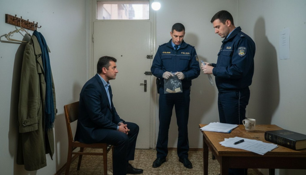 Prezența avocatului acasă, monitorizând desfășurarea percheziției efectuate de poliție