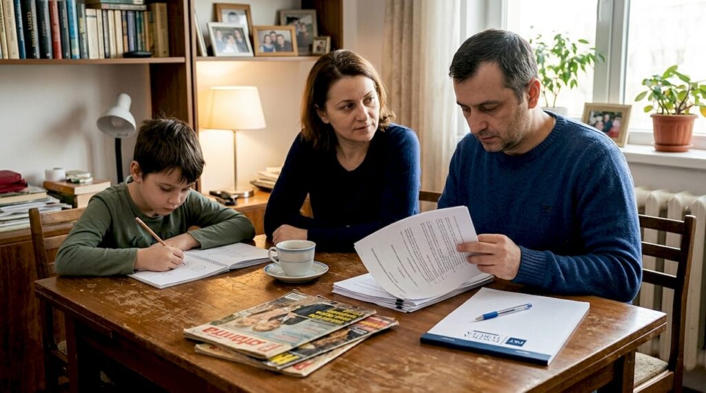 Mai mulți părinți din Moldova verifică documentele de stare civilă ale familiei.