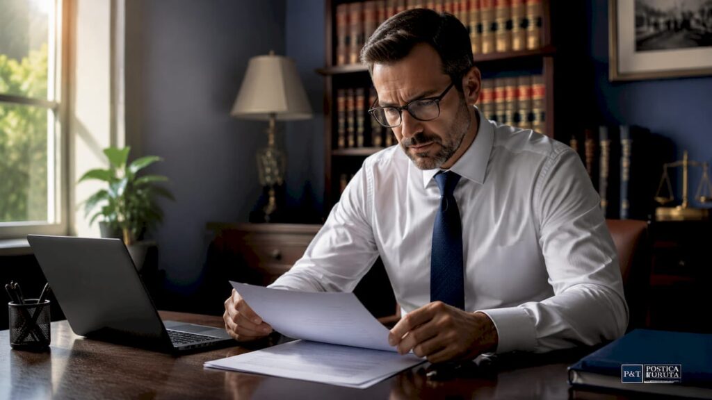 Avocatul analizează un mandat de aducere pentru a verifica legalitatea și corectitudinea documentului.