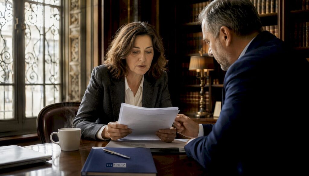 Clientul discută cu un avocat despre posibilitatea de a-și schimba reprezentantul legal.