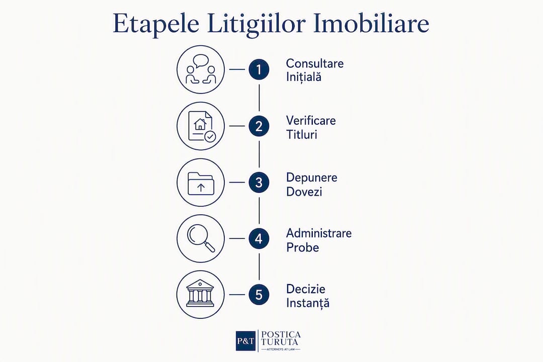 Infografic: Pașii de urmat într-un proces de litigiu imobiliar