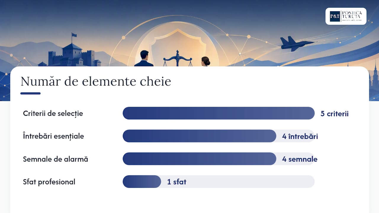 Cum alegi un avocat militar: criterii concrete și întrebări de pus — overview diagram
