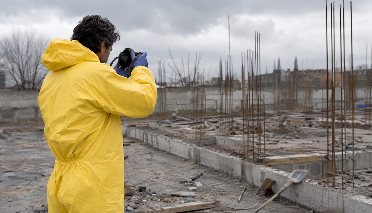 Specialist care monitorizează și consemnează starea șantierului de construcții