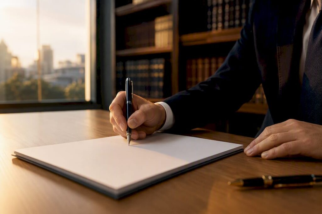 Semnând un document legal