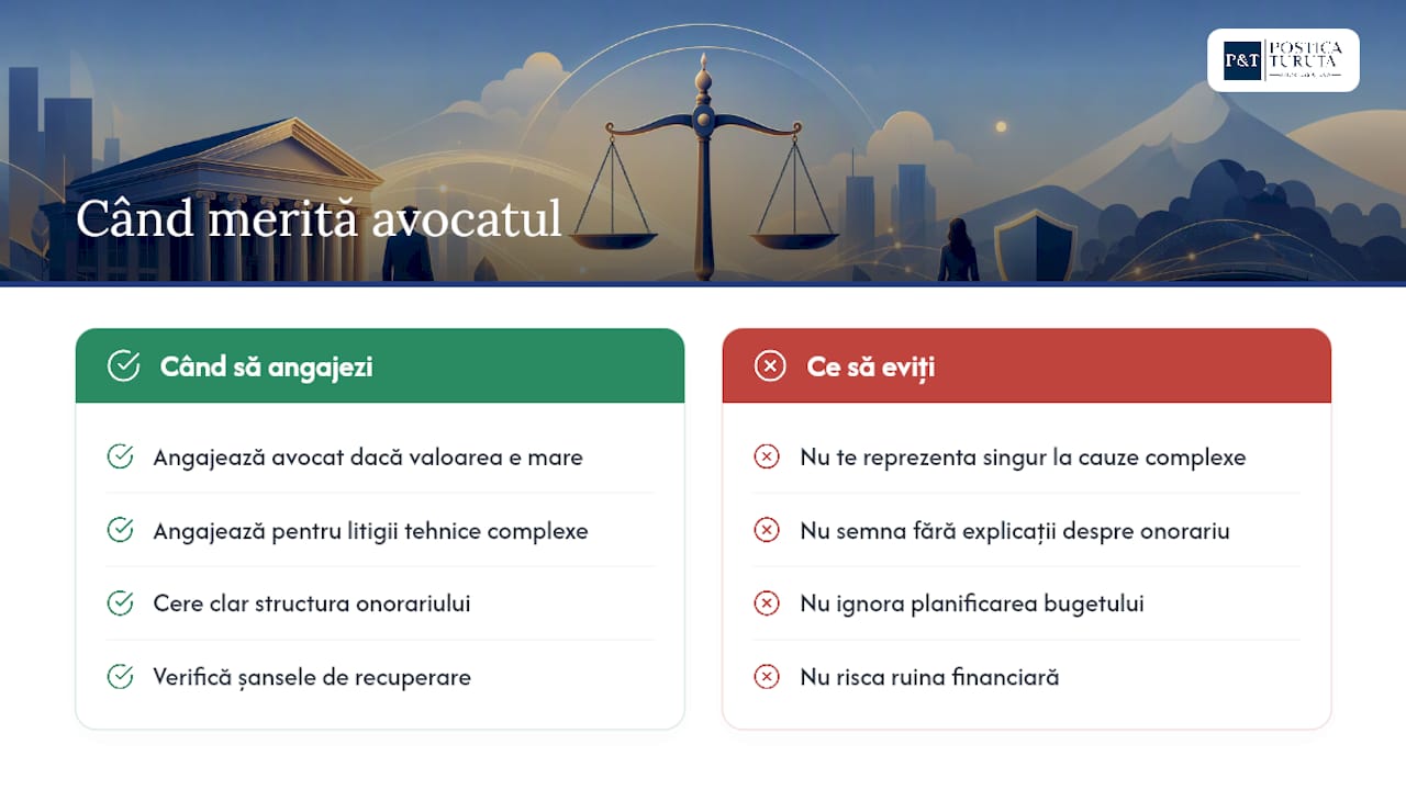 Opinia biroului: când merită reprezentare şi cum planifici bugetul procesului — overview diagram