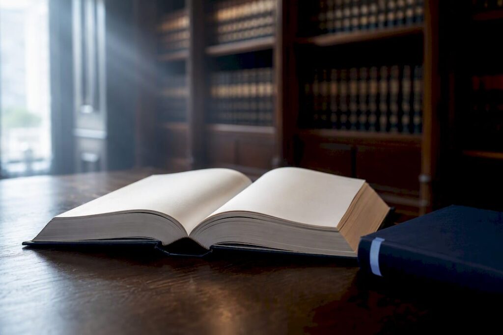 Codul civil deschis într-o bibliotecă de drept
