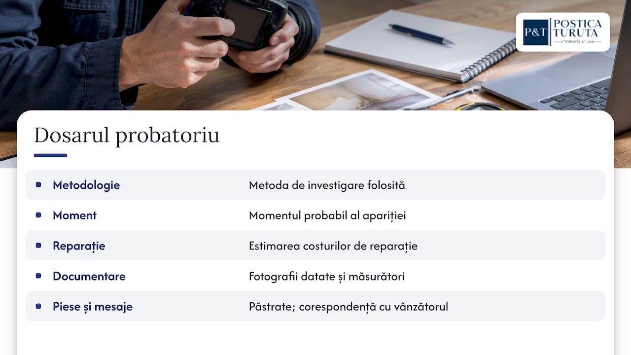 Componentele dosarului probatoriu pentru vicii ascunse